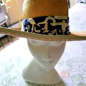 Stylish Straw Hat White/Blue